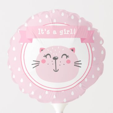 It's a girl! Cute Pink Cat - Baby Shower