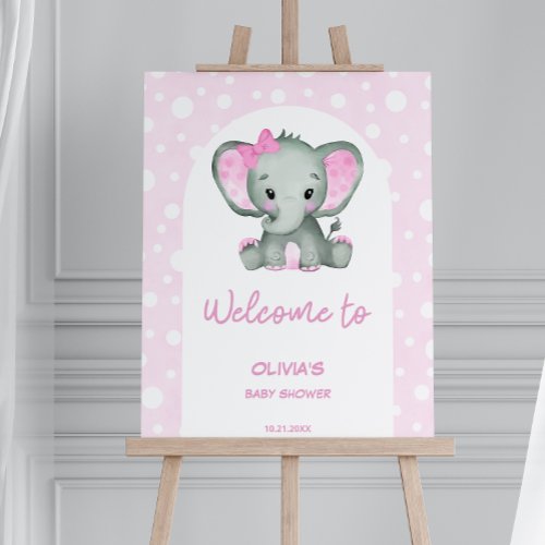 Its a Girl Cute Pink Elephant Baby Shower Welcome Foam Board