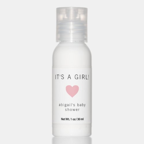 Its a Girl Cute Pink Heart Girl Baby Shower Favor Hand Lotion