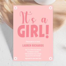 It's a Girl Cute Pink Little Flowers Baby Shower