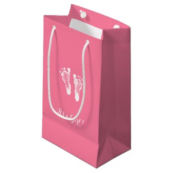 Its A Girl Cute Pink Newborn Baby Girl Footprints Small Gift Bag by PartyPlans at Zazzle