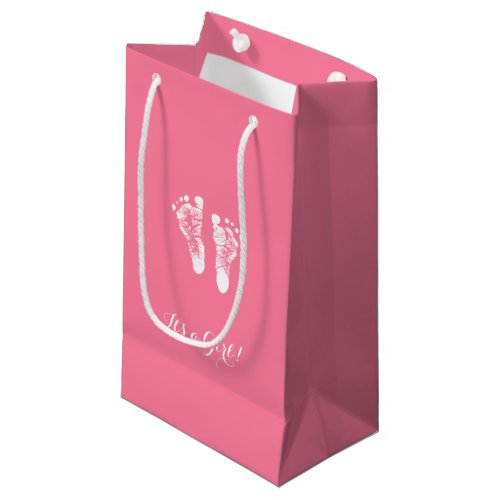 Its a Girl Cute Pink Newborn Baby Girl Footprints Small Gift Bag