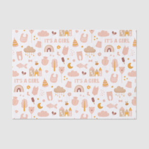 Its a girl. Cute pink toy pattern baby shower Tissue Paper