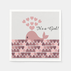 It's a Girl! Cute Pink Whale Napkins