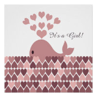 It's a Girl! Cute Pink Whale