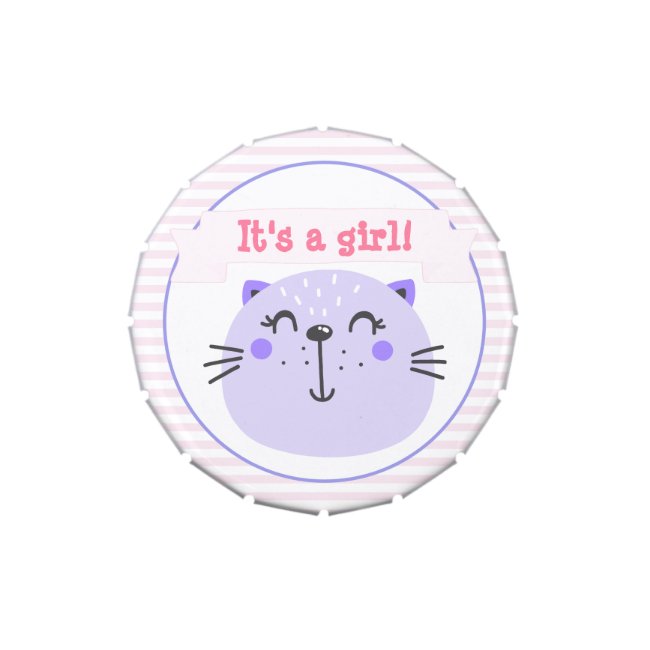 It's a girl | Cute Purple Cat | Baby Shower