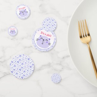 It's a girl | Cute Purple Cat | Baby Shower