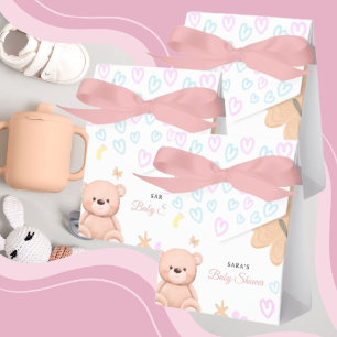 It's a Girl Cute Teddy Bear Baby Shower Cartoon Favor Boxes
