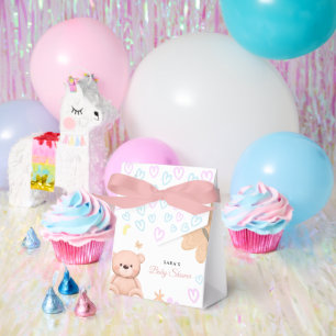 It's a Girl Cute Teddy Bear Baby Shower Cartoon Favor Boxes