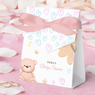 It's a Girl Cute Teddy Bear Baby Shower Cartoon Favor Boxes