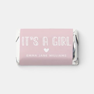 It's a Girl! Cute Typography Blush Pink Hershey's Miniatures