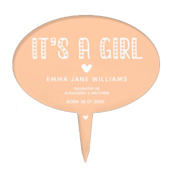 It's a Girl! Cute Typography Peach