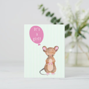 It's a girl Cute Woodland Mouse Postcard