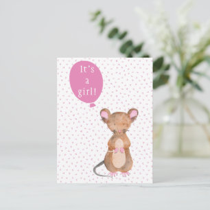 It's a girl Cute Woodland Mouse Postcard