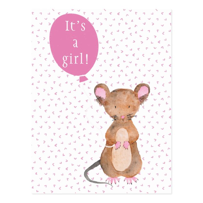 It's a girl | Cute Woodland Mouse Postcard