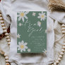 Its a Girl Daisy Sage Green Baby Shower Invitation