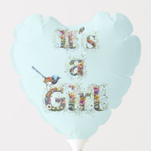 It's A Girl Decorative Text Wildflower Sprays Balloon