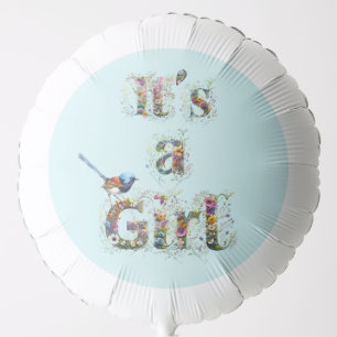 It's A Girl Decorative Text Wildflower Sprays Balloon