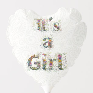 It's A Girl Decorative Text Wildflower Sprays Balloon