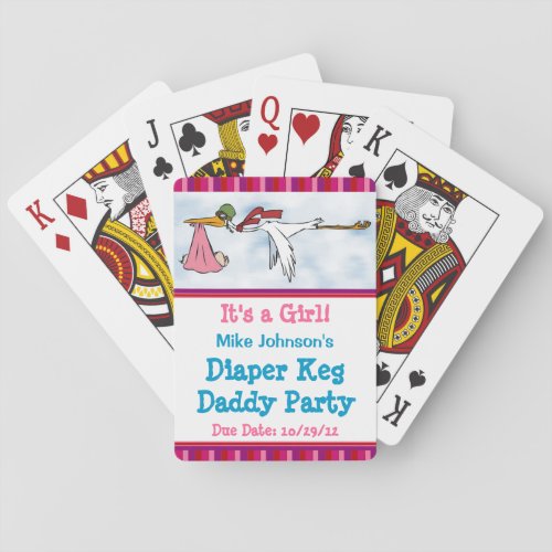 Its a Girl Diaper Keg Personalized Playing Cards