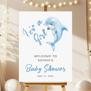 It's a Girl Dolphin Modern Baby Shower Welcome  Foam Board
