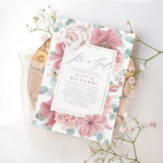 It's A Girl Dusty Rose Floral Cute Baby Shower Invitation at Zazzle