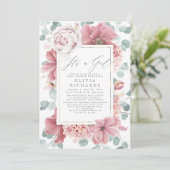 It's A Girl Dusty Rose Floral Cute Baby Shower Invitation (Standing Front)