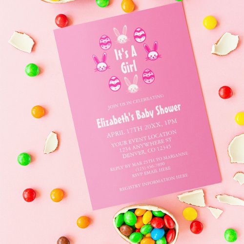 Its a Girl Easter Baby Shower Invitation