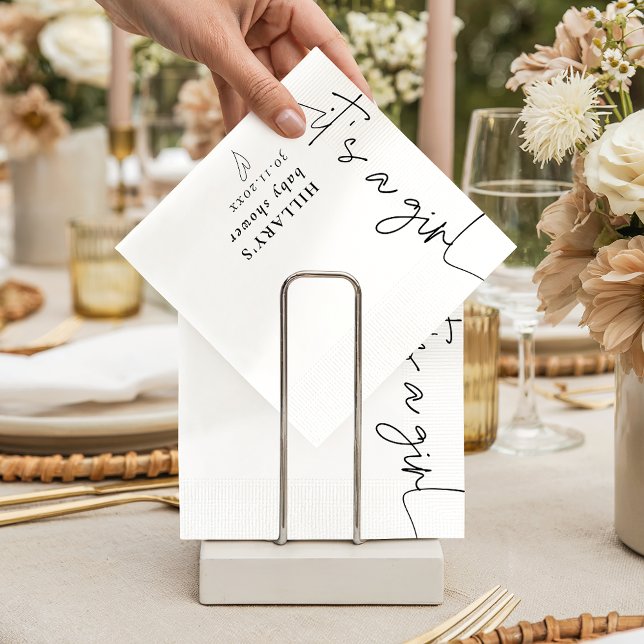 Its a Girl Elegant Calligraphy Baby Shower Napkins (Creator Uploaded)
