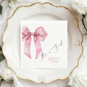 Its a girl Elegant Pink Bow Baby Shower Napkins