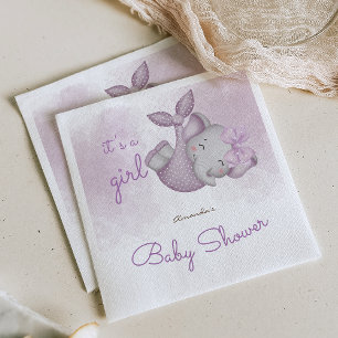 It's a girl elephant baby girl shower napkins