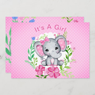 It's a Girl Elephant Baby Shower Invitation