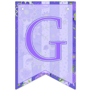 It's A Girl! Elephant Flowers Purple Swallowtail Bunting Flags