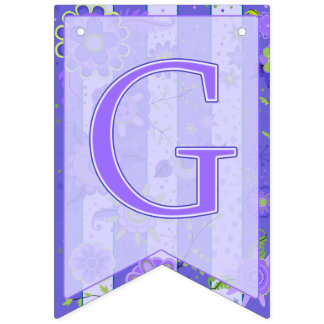 It's A Girl! Elephant Flowers Purple Swallowtail Bunting Flags