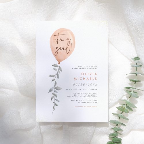 Its A Girl Eucalyptus Greenery Balloon Baby Shower