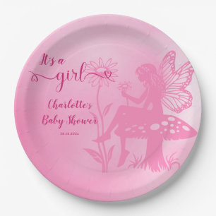 It's a Girl! Fairy Mushroom and Flower Baby Shower Paper Plates