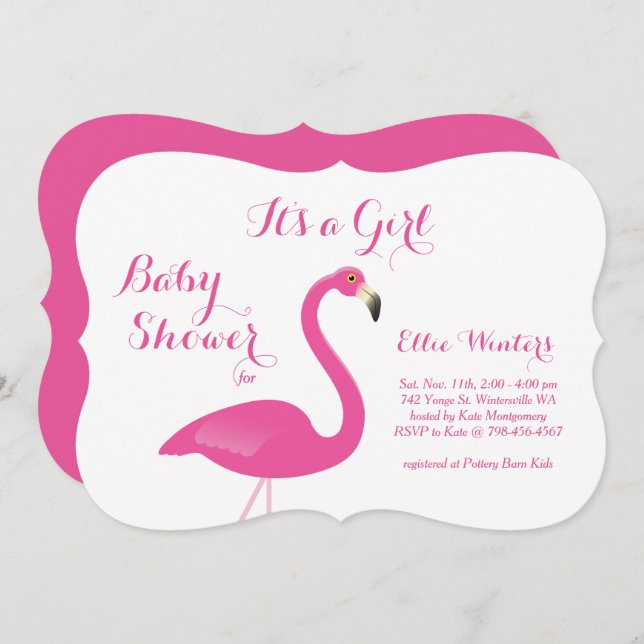 It's a Girl - Flamingo Baby Shower Invitation (Front/Back)