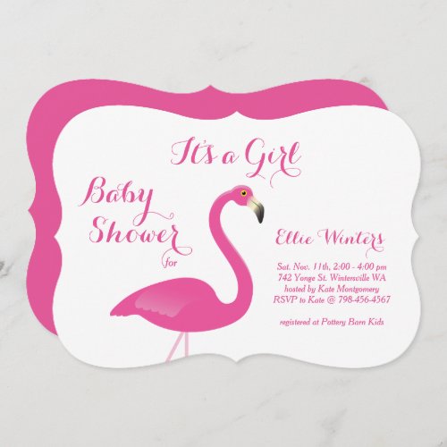 Its a Girl _ Flamingo Baby Shower Invitation