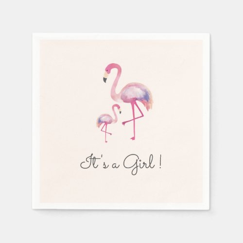Its a Girl Flamingo Baby Shower Napkin