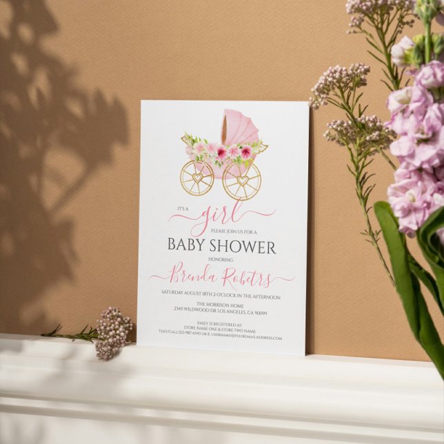 It's a girl floral baby crib invitation (Creator Uploaded)