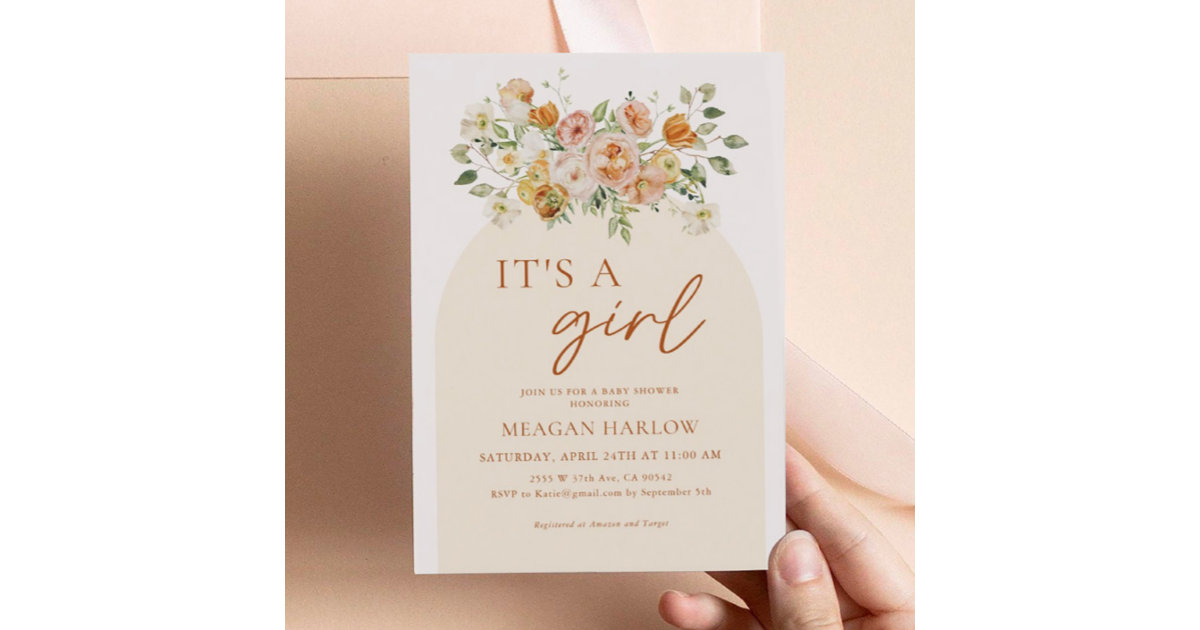 It's A Girl Floral Baby Shower Invitation Zazzle