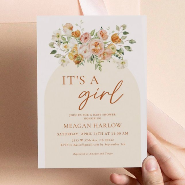 It's A Girl Floral Baby Shower Invitation (Creator Uploaded)