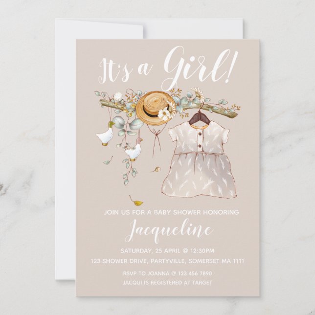 It's a Girl Floral Baby Shower Invitation (Front)