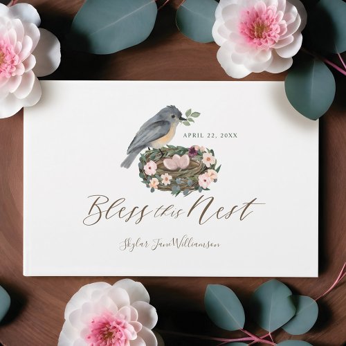 Its A Girl Floral Birds Nest Baby Shower Guest Book