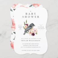 It's A Girl Floral Bird's Nest Baby Shower Invitation