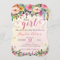 It's A Girl Floral Garden Baby Shower Invitation