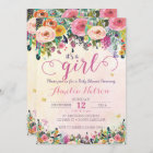 It's A Girl Floral Garden Baby Shower Invitation