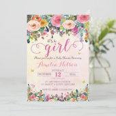 It's A Girl Floral Garden Baby Shower Invitation (Standing Front)