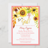 It's a Girl Floral Sunflower Garden Baby Shower Invitation (Front)