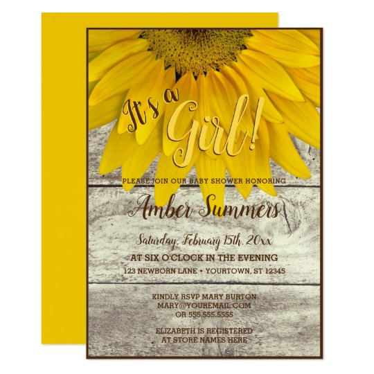 It's a Girl Floral Sunflower Garden Baby Shower Invitation